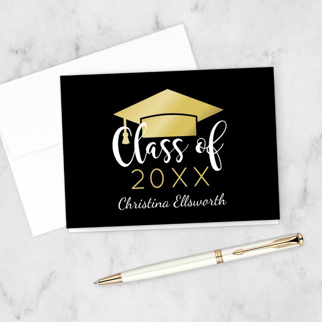 Modern Script Gold 2025 Custom Graduation Thank You Card (Creator Uploaded)