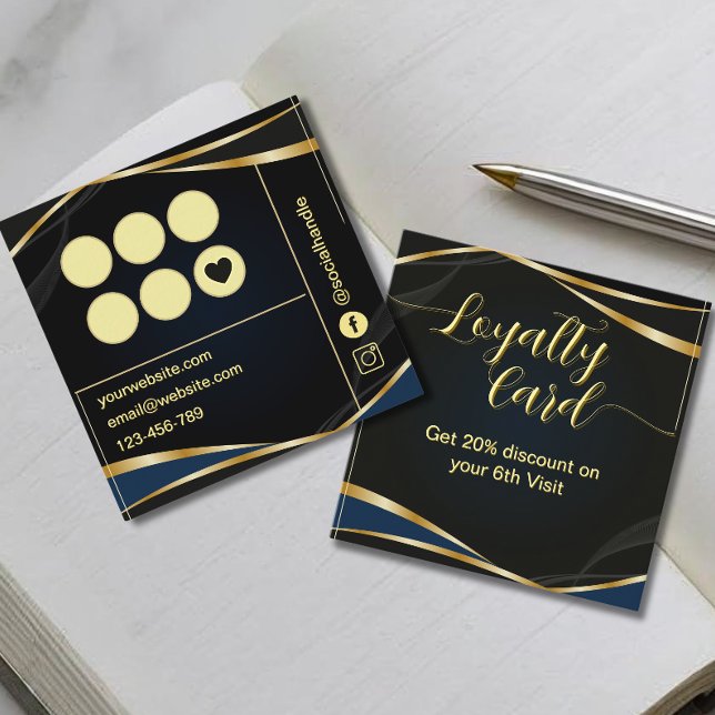 Modern Script Gold and Black  Loyalty Card (Creator Uploaded)
