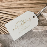 Modern Script Gold Cream Christmas Family Holiday Gift Tags<br><div class="desc">These modern script gold and cream Christmas family holiday gift tags are perfect for a minimalist holiday present. The simple yellow gold and ivory cream design features unique industrial lettering typography with modern boho style. Customizable in any colour. Personalize them with your name.</div>