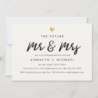 Modern Script Gold Future Mr and Mrs Engagement