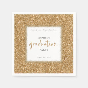 Modern Script Gold Glitter Name Graduation Party Napkin