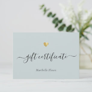Modern Script Gold Heart Logo Gift Certificate