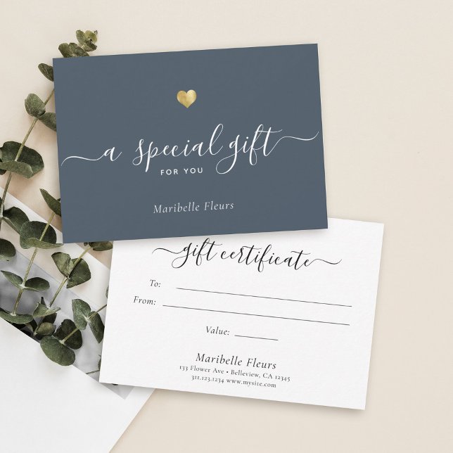 Modern Script Gold Heart Special Gift Certificate (Creator Uploaded)