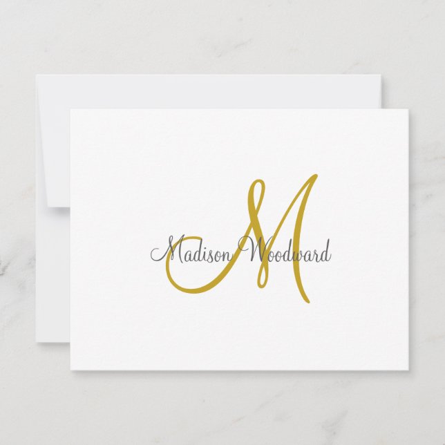 Modern Script Gold Monogram  Card (Front)