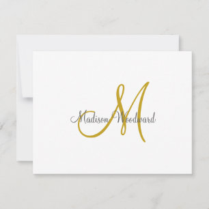 Modern Script Gold Monogram  Card