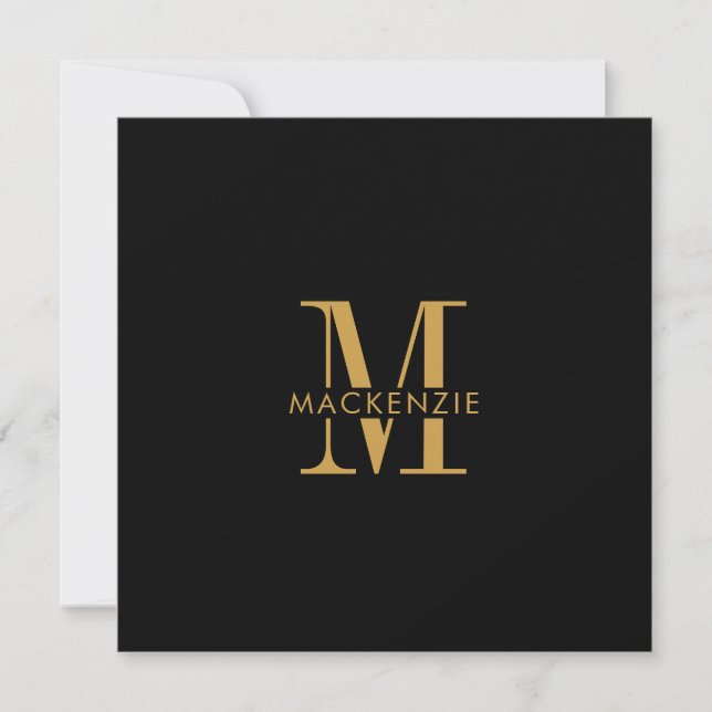 Modern Script Gold Monogram Initials Minimal Card (Front)