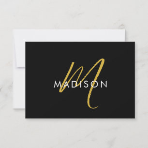 Modern Script Gold Monogram Initials Minimal Card