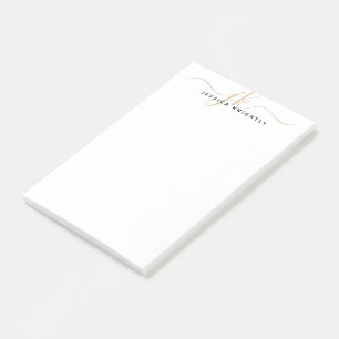 Modern Script Gold Monogram Initials Minimalist Post-it Notes
