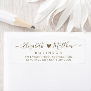 Modern Script Gold Wedding Return Address Label