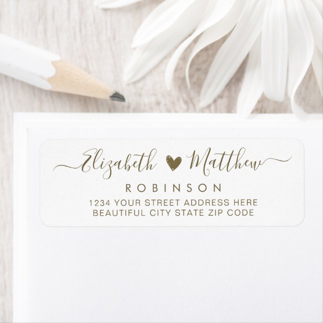 Modern Script Gold Wedding Return Address Label (Insitu)
