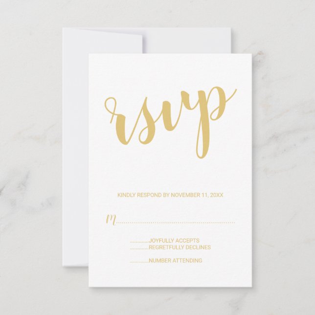 Modern Script Gold Wedding RSVP (Front)