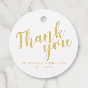 Modern Script Gold Wedding Thank You Favour Tags