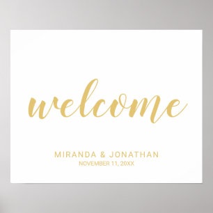 Modern Script Gold Wedding Welcome Sign