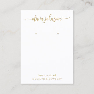 Modern Script Gold White Jewellery Earring Display Business Card
