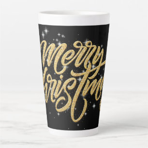 Modern Script Golden Merry Christmas Custom  Latte Mug