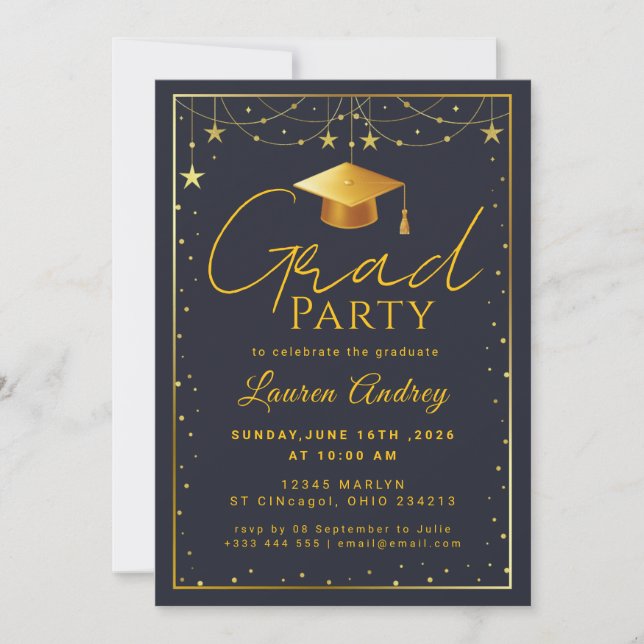 Modern Script Grad Celebration Invitation (Front)