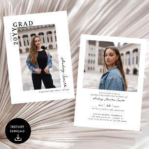 Modern Script Graduate 2 Photo Graduation Invitation
