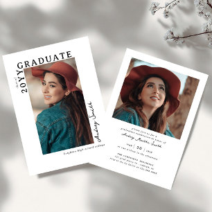 Modern Script Graduate 2 Photo Graduation Invitation