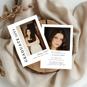 Modern Script Graduate 2 Photo Graduation Invitation