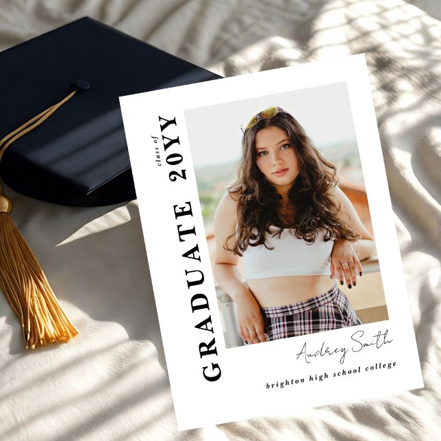 Modern Script Graduate 2 Photo Graduation Invitation (Creator Uploaded)