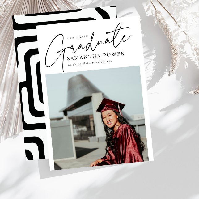 Modern Script  Graduate 2 Photos Graduation Announcement (Creator Uploaded)