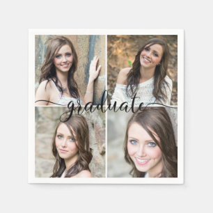 Modern Script GRADUATE 4 Photo Collage Napkin