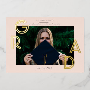 modern script graduate announcement foil card