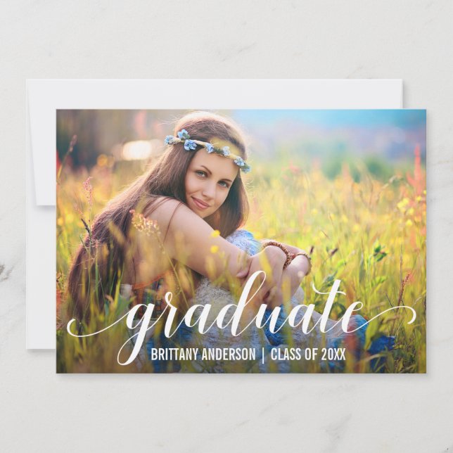 Modern Script Graduate Photo Announcement (Front)