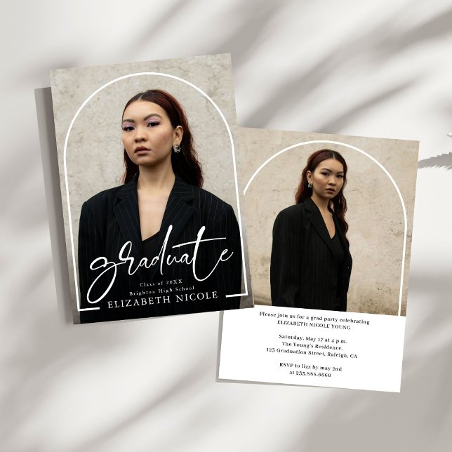 Modern Script  Graduate  Photo Arch Graduation Invitation (Creator Uploaded)
