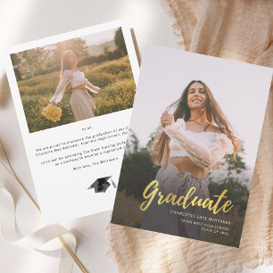 Modern Script Graduate Photo Graduation Announcement