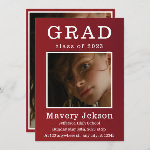 Modern Script Graduate Photo Graduation Invitation