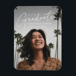 Modern Script  Graduate Photo Graduation Magnet<br><div class="desc">Introducing our Modern Script Graduate 2 Photos Graduation Announcement Invitation! Celebrate your academic milestone with contemporary elegance and style. This invitation features sleek script font and space for two cherished photos, creating a personalized and modern design. Whether you're graduating from high school, college, or beyond, this invitation sets the perfect...</div>