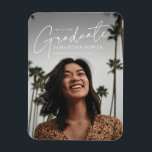 Modern Script  Graduate Photo Graduation Magnet<br><div class="desc">Introducing our Modern Script Graduate 2 Photos Graduation Announcement Invitation! Celebrate your academic milestone with contemporary elegance and style. This invitation features sleek script font and space for two cherished photos, creating a personalized and modern design. Whether you're graduating from high school, college, or beyond, this invitation sets the perfect...</div>