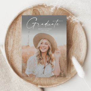 Modern Script Graduate Photo Graduation Magnetic Invitation