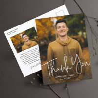 Modern Script Graduate Photo Graduation Thank You