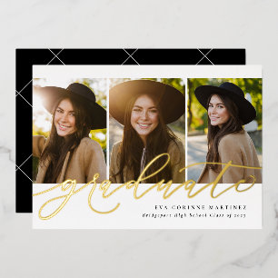 Modern script graduate simple 3 photo graduation