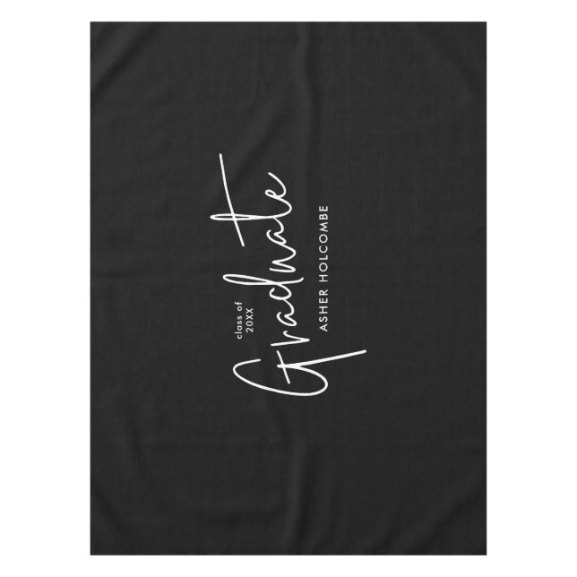Modern Script Graduate Simple Graduation Tablecloth (Front)