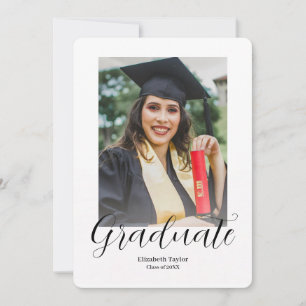 Modern Script Graduate Simple Photo Graduation Announcement