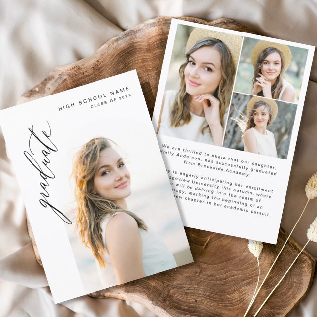 Modern Script Graduate Simple Photo Graduation  Announcement (Creator Uploaded)