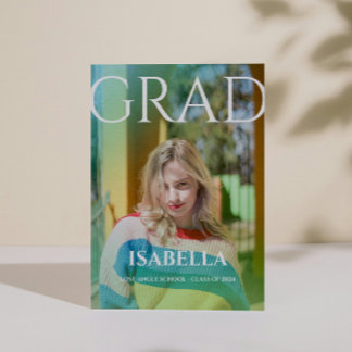 Modern Script Graduate Simple Photo Graduation Announcement