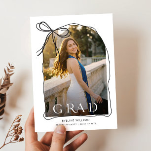 Modern Script Graduate Simple Photo Graduation Thank You Card