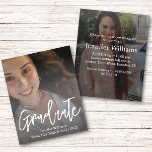 modern script graduation 2026 photo invitation
