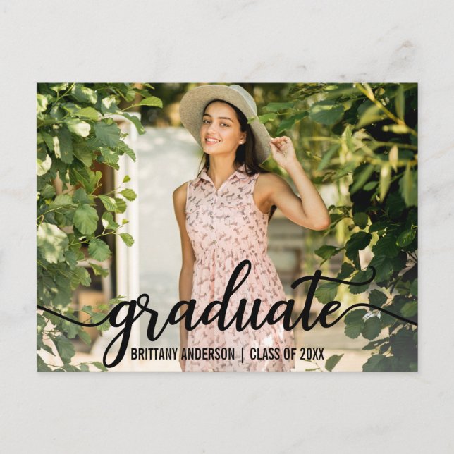 Modern Script Graduation Announcement Photo (Front)