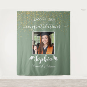 Modern Script Graduation Backdrop Graduate Photo Tapestry