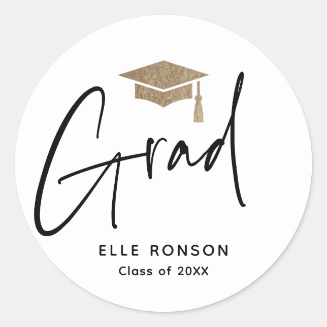 Modern Script Graduation  Classic Round Sticker (Front)