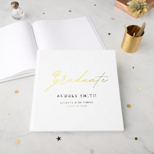 Modern Script Graduation Hat Party Guest Book