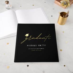 Modern Script Graduation Hat Party Napkins Guest Book
