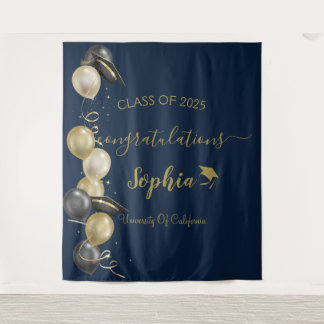 Modern Script Graduation Party Backdrop | Graduate Tapestry