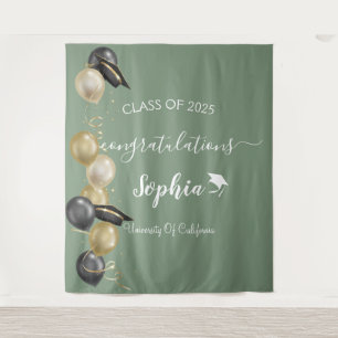 Modern Script Graduation Party Backdrop Graduate Tapestry