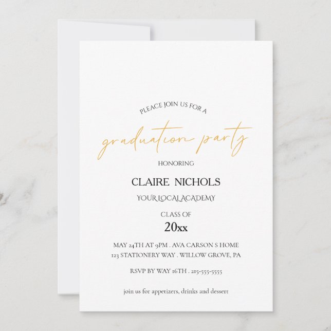 Modern Script Graduation Party Invitation (Front)